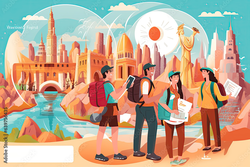 Wall mural tour guides lead travelers on memorable journeys, sharing cultural insights, historical facts, and l