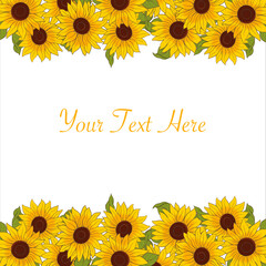 vector frame of sunflowers hand drawn