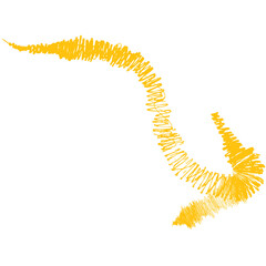 Digital png illustration of yellow arrow on transparent background