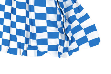 Digital png illustration of white and blue chcekered flag on transparent background