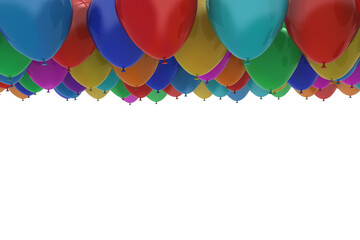 Digital png illustration of colourful balloons with copy space on transparent background