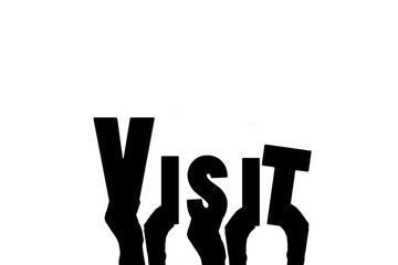 Digital png illustration of hands holding visit text on transparent background