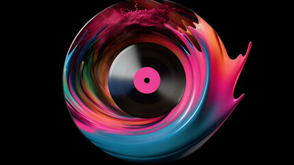 A Colorful Swirling Vinyl Record Backdrop