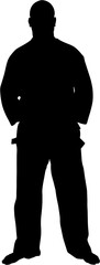 Digital png silhouette image of male martial artist on transparent background
