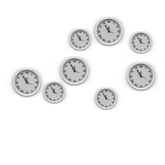 Digital png illustration of white clocks on transparent background
