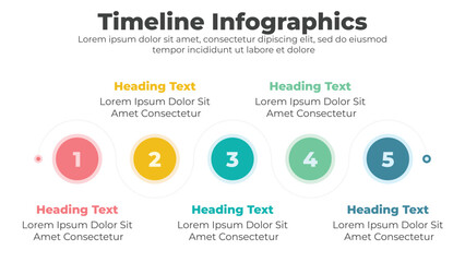 Abstract elements of graph and timeline diagram with 5 steps infographic