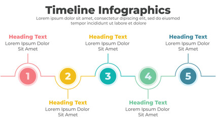Circular timeline steps infographics template design