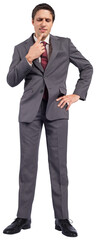 Digital png photo of caucasian businessman thinking on transparent background