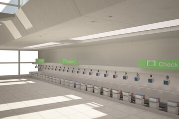 Obraz premium Digital png photo of empty airport on transparent background