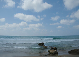 Fototapeta na wymiar View of the Mediterranean coast. Israel. 