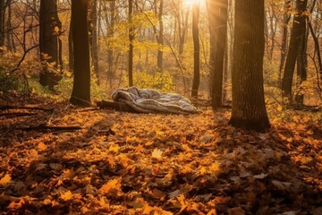 autumn forest in the morning