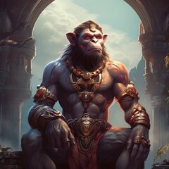 lord hanuman, Generative AI - obrazy, fototapety, plakaty