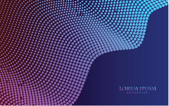 Abstract wavy doted line art on a blue background, background element for modern day technology wallpaper, vector art illustration