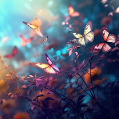  In a floral garden a flutter of butterflies flies
