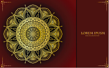 Abstract luxurious mandala art on a red royal background, decoration element for invitation card design, wedding frame, royal invitation, luxury mandala art element vector art illustration
