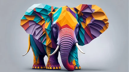 Deurstickers elephant with mosaic color art illustration, generative Ai art © Zandhira