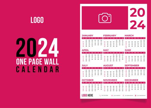 One Page Wall Calendar Template 2024