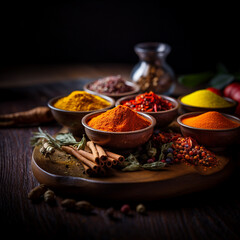 spices and herbs, spices and herbs on wooden table, Stockphoto of spices
