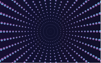 Abstract circle motion doted art on a dark blue background, modern day technology wallpaper vector art illustration