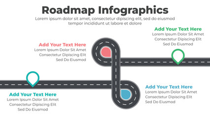 Curve roadmap infographics for presentation template