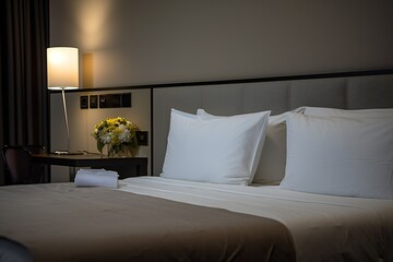 Modern hotel room interior minimalistic. Generative ai