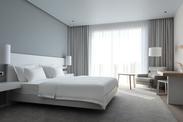 Modern hotel room interior minimalistic. Generative ai