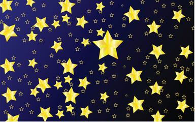 Seamless pattern of golden stars on a dark blue background, star wallpaper vector art illustration