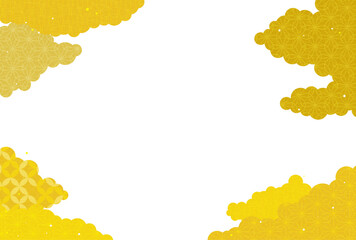 Obraz premium 2024年辰年年賀状、和柄の雲海の年賀状素材