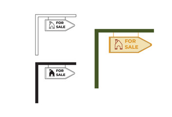 For Sale sign incorporating both a house icon and an arrow icon. This illustration effectively combines the elements of a traditional real estate For Sale sign