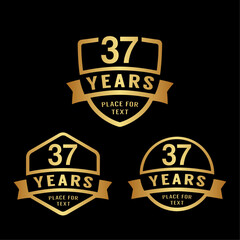 37 years anniversary celebration logotype. 37th anniversary logo collection. Set of anniversary design template. Vector illustration.
