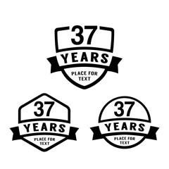 37 years anniversary celebration logotype. 37th anniversary logo collection. Set of anniversary design template. Vector illustration.
