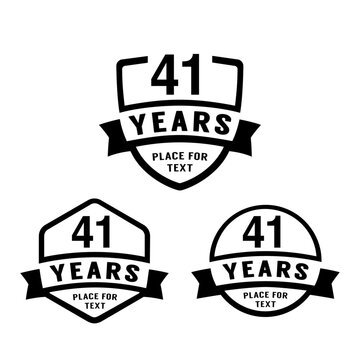 41 years anniversary celebration logotype. 41st anniversary logo collection. Set of anniversary design template. Vector illustration.
