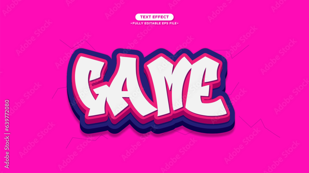 Poster game 3d graffiti vector text effect with fully editable font and text