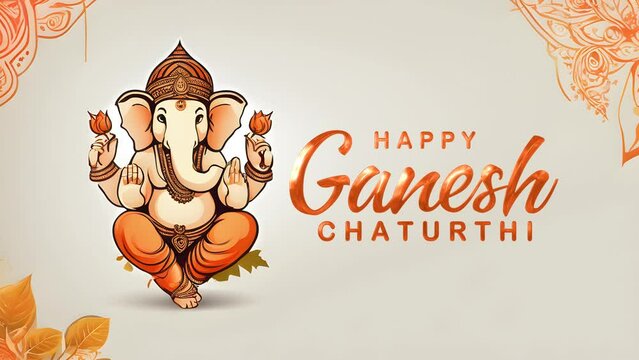 Happy Ganesh Chaturthi Text Animation. Great for Ganesh Chaturthi Celebrations, for banner, social media feed wallpaper stories