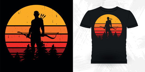 Funny Archer Bowman Hunting Lover Retro Vintage Archery T-shirt Design 