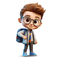 3d cute student character