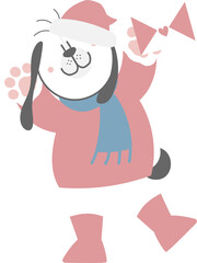 happy valentine's day with dog holding love letter, love concept, flat png transparent element character design