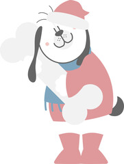 happy valentine's day with dog hugging bone, love concept, flat png transparent element character design