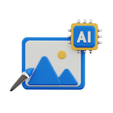 ai image generator 3d, high quality render, transparent background, artificial intelligence 3d pack