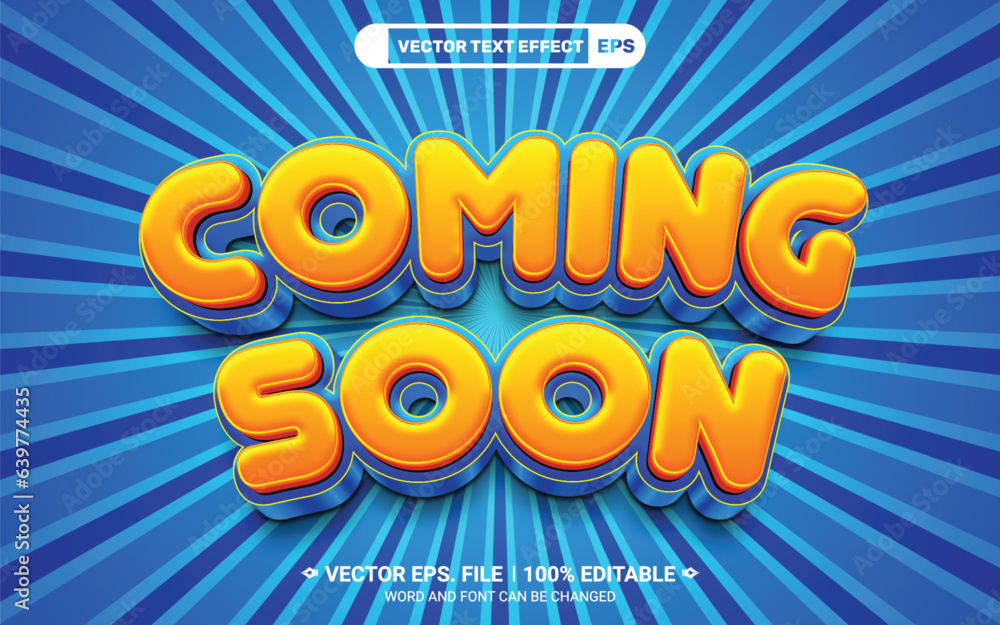 Poster coming soon 3d editable vector text style effect