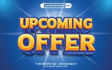 Upcoming offer sale 3d editable vector text effect