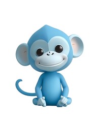 Cute monkey 3d illustration mascot cartoon design isolated on white background
