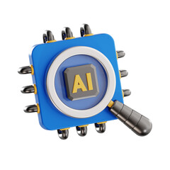 ai search 3d, high quality render, transparent background, artificial intelligence 3d pack