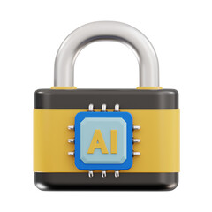 ai security 3d, high quality render, transparent background, artificial intelligence 3d pack