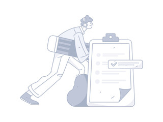 Invite friends to conduct questionnaire survey flat vector concept operation hand drawn illustration
