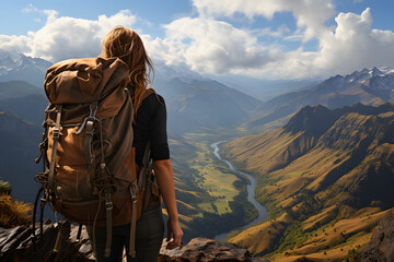 female hiker on top of mountain