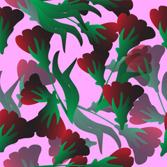 Red Flower on Pink Background Pattern, Wallpaper, Tile