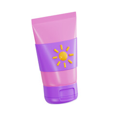 sun block 3d, high quality render, transparent background, cosmetic 3d pack