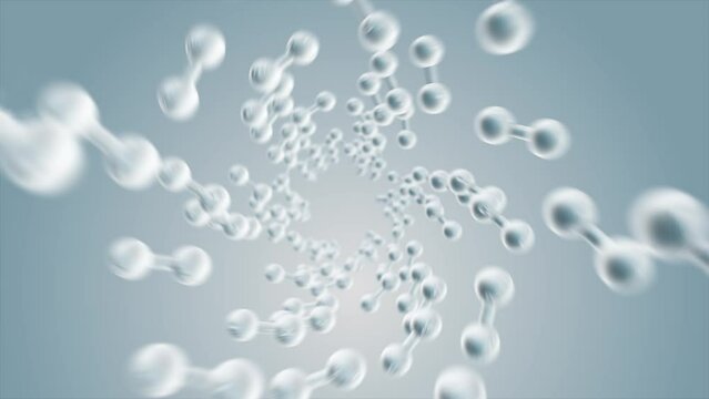 3D animation Atom nano molecule macro atom cell Serum Liquid Cream ,Collagen Clear Crystal