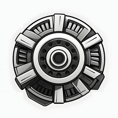 Icon of Alternator in black and white, transparent background Generative AI